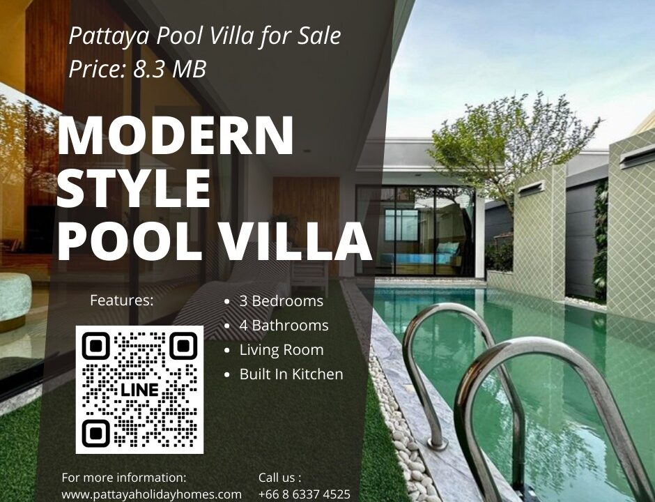 Pattaya Modern Nordic Style Pool Villa for Sale 3bedrooms 4bathrooms