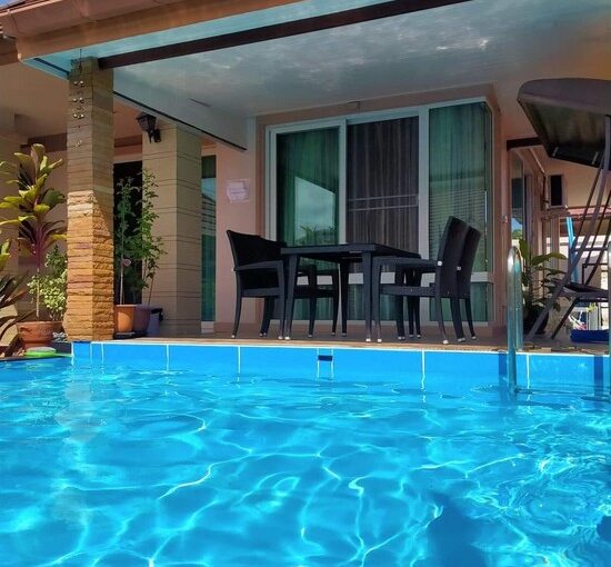 Beachfront pool villa, ideal for business stays, featuring 3 bedrooms and 2 bathrooms