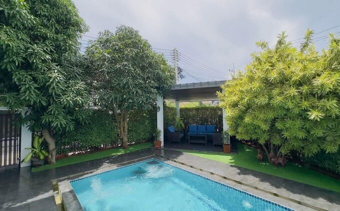 บ้านเดี่ยวพัทยาในหมู่บ้านเงียบสงบปลอดภัย บ้านพร้อมสระว่ายน้ำส่วนตัวในโครงการบ้านจัดสรรเงียบสงบปลอดภัย