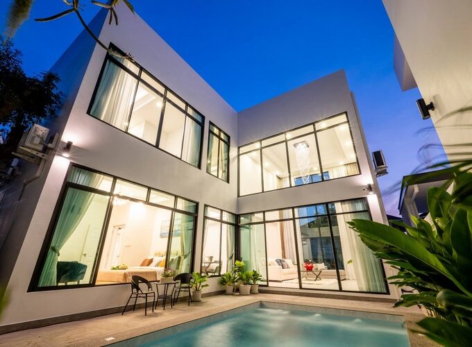 Contemporary luxury villa featuring a private pool, located near Tara Pattana International School